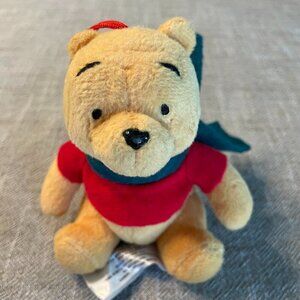 Disney Stuffed Pooh wearing scarf Plush Dangle Ornament stuffed bear 4" x 3"!